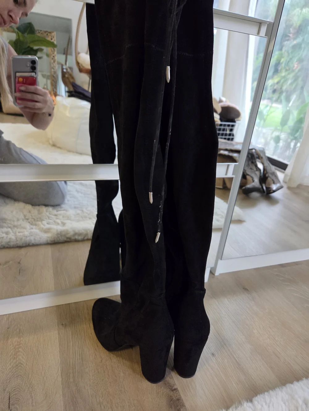 Dolce Vita Black Suede Over-the-Knee Block Heel Boots